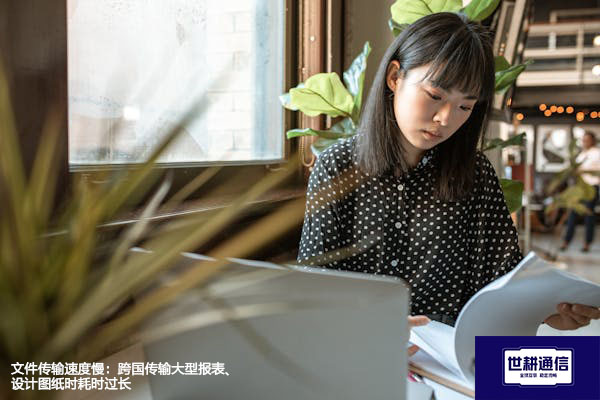 文件传输速度慢：跨国传输大型报表、设计图纸时耗时过长---解决方案//世耕通信全球办公专网专线